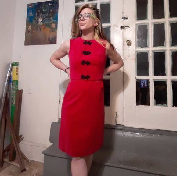 1960's brocaded velvet Midge Grand wiggle dress - Picture 4 of 13